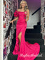 Ruffles One Shoulder Side Slit Sleeveless Mermaid Long Prom Dress,PDS11754