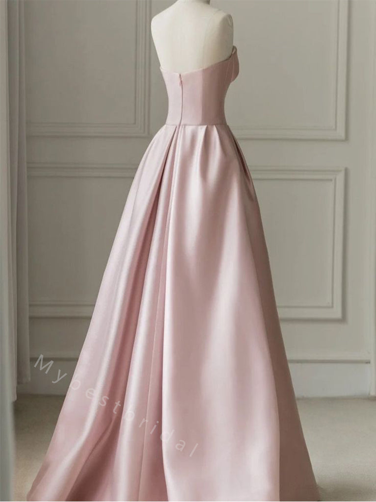 Elegant Strapless Sleeveless A-line Long Floor Length Prom Dress,PDS11473