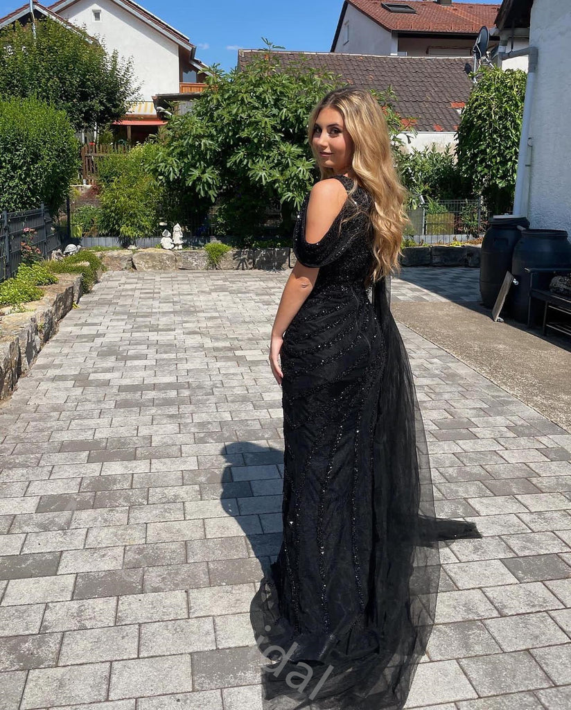 Sexy One Shoulder Sleeveless Side Slit  Mermaid Long Prom Dress,PDS11546