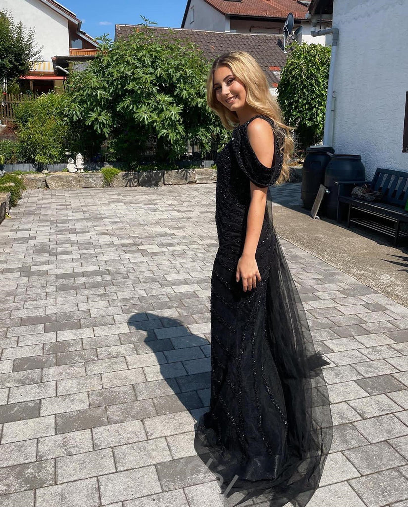 Sexy One Shoulder Sleeveless Side Slit  Mermaid Long Prom Dress,PDS11546