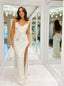 Sparkly Jewel Sleeveless Side Slit Mermaid Long Prom Dress,PDS11752