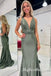 Sexy V-neck Open Back Sleeveless Mermaid Long Prom Dress,PDS11751