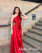 Red One Shoulder Sleeveless Mermaid Long Prom Dress,PDS11746