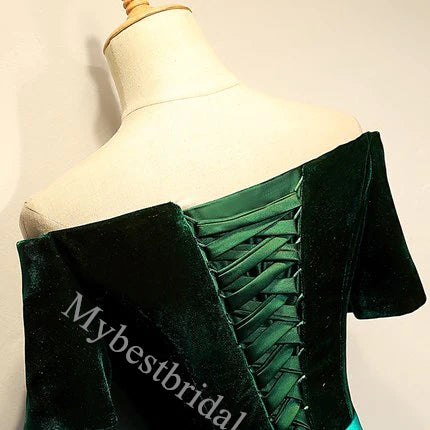 Elegant Off Shoulder 1/4 sleeves A-line Floor Length Long Prom Dress,PDS11572