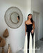 Black and White Spaghetti Straps Sleeveless A-line Long Prom Dress,PDS11747