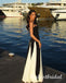 Black and White Spaghetti Straps Sleeveless A-line Long Prom Dress,PDS11747