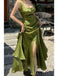 Elegant Square Sleeveless A-line Side slit Long Floor Length Prom Dress,PDS11456