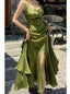 Elegant Square Sleeveless A-line Side slit Long Floor Length Prom Dress,PDS11456