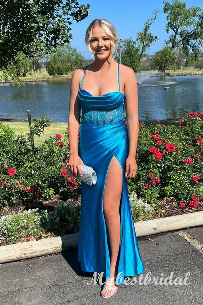 Sexy Sweetheart Sleeveless Side Slit Mermaid  Long Prom Dress,PDS11735