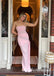 Pink Strapless Sleeveless Side Slit Mermaid Long Prom Dress,PDS11737
