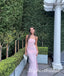 Pink Strapless Sleeveless Side Slit Mermaid Long Prom Dress,PDS11737