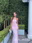 Pink Strapless Sleeveless Side Slit Mermaid Long Prom Dress,PDS11737