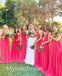 Mismatched Elegant One shoulder Sleeveless A-line Bridesmaid Dressess, BDS0314
