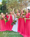 Mismatched Elegant One shoulder Sleeveless A-line Bridesmaid Dressess, BDS0314