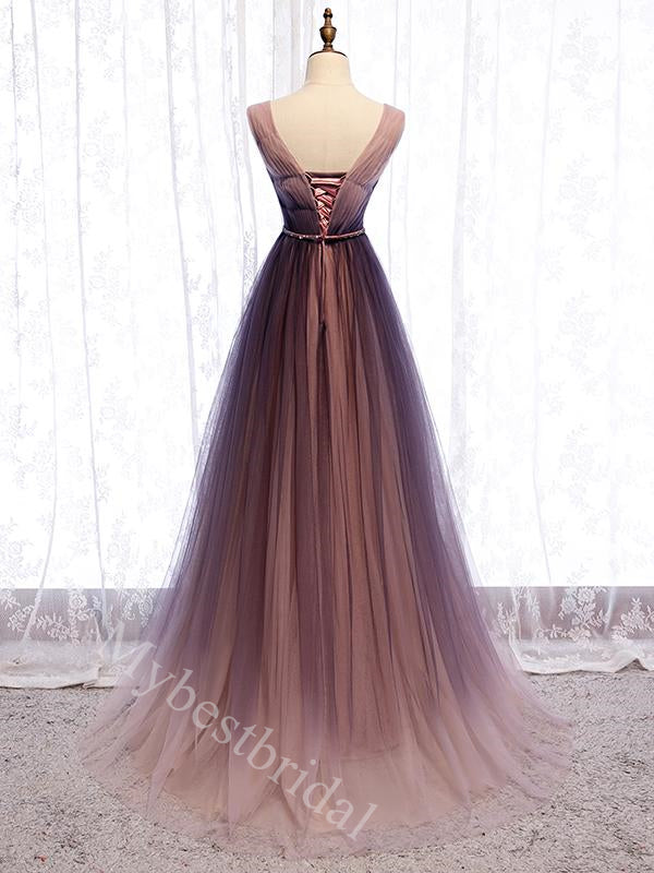 Elegant V-neck Sleeveless A-line Long Prom Dress,PDS11554