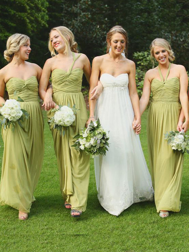 Mismatched Elegant Sweetheart Simple Long A-line Bridesmaid Dressess, BDS0297