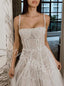Sparkly Pearl  Square Sleeveless A-line  Wedding Dresses, WDY0340