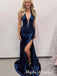 Sexy V-neck Sleeveless Side Slit Mermaid Long Prom Dress,PDS11740