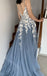 Elegant V-neck Sleeveless Lace Applique A-line Floor Length Prom Dress,PDS11586