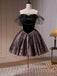 Black Off shoulder Sleeveless A-line Short Mini Homecoming Dress,  HDS0114