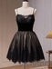 Black V-neck Sleeveless A-line Short Mini Homecoming Dress,  HDS0115
