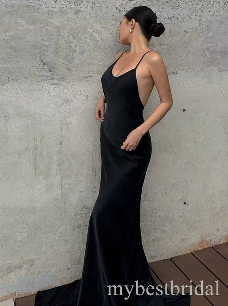 Black Sexy Scoop Sleeveless Mermaid Floor Length Prom Dress,PDS11651