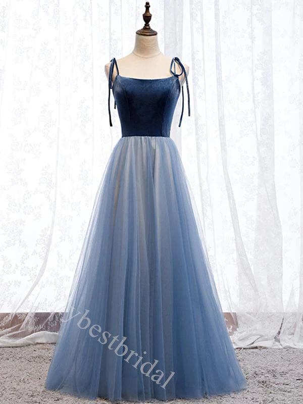 Elegant Spaghetti Straps Sleeveless A-line Long Prom Dress,PDS11555