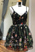 Black Elegant V-neck Sleeveless A-line Short Mini Homecoming Dress,  HDS0127