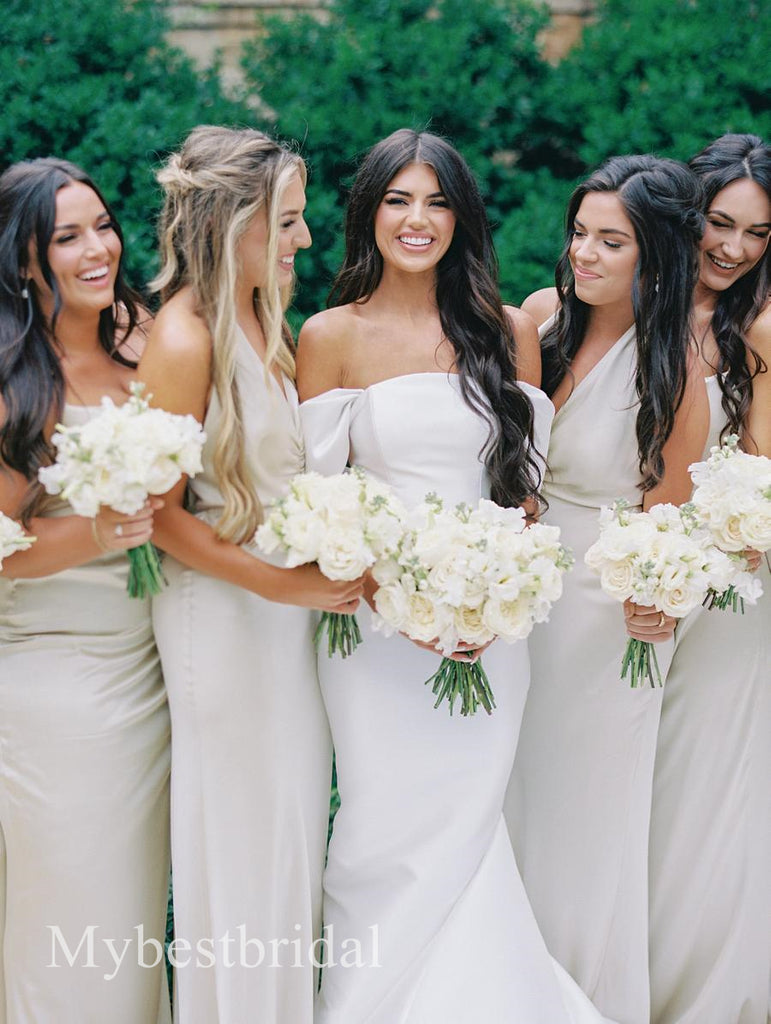 Mismatched V-neck Sleeveless  Mermaid Bridesmaid  Dressess, BDS0386