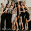 Black Sexy One Shoulder Sleeveless Slde Slit Mermaid Bridesmaid  Dressess, BDS0387