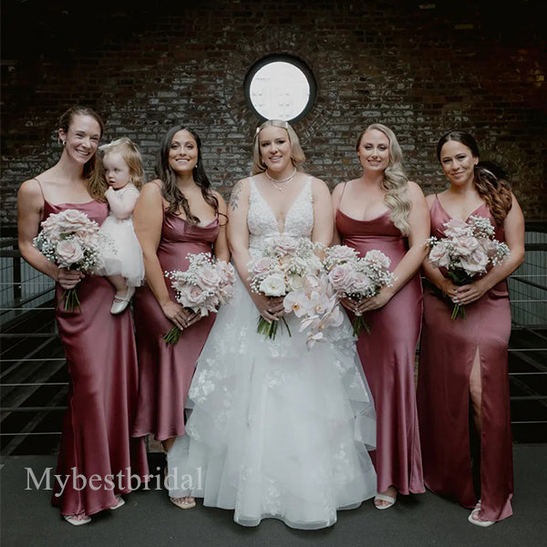 Sexy Jewel Sleeveless Side slit Sheath Bridesmaid  Dressess, BDS0361