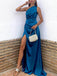 Sexy One Shoulder Sleeveless Sheath Side Slit  Floor Length Prom Dress,PDS11597
