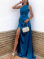 Sexy One Shoulder Sleeveless Sheath Side Slit  Floor Length Prom Dress,PDS11597
