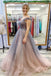 Elegant Off Shoulder A-line Gradual Floor Length Prom Dress,PDS11582