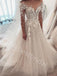 Elegant V-neck Long sleeves A-line Lace applique  Wedding Dresses, WDY0343