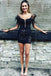 Sexy Black Off shoulder Sleeveless Sheath Short Mini Homecoming Dress,  HDS0163