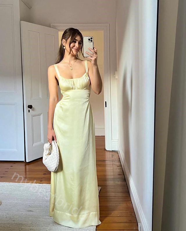 Simple Scoop Sleeveless Sheath Floor Length Prom Dress,PDS11624
