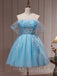Elegant Off shoulder Sleeveless A-line Short Mini Homecoming Dress,  HDS0093