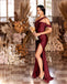 Mismatched One Shoulder Sleeveless Side Slit Mermaid Bridesmaid  Dressess, BDS0380