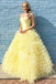 Yellow Elegant Strapless Sleeveless A-line Long Prom Dress,PDS1117