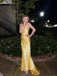 Yellow V-neck Sleeveless Sheath Floor Length Prom Dress,PDS11613