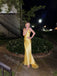 Yellow V-neck Sleeveless Sheath Floor Length Prom Dress,PDS11613