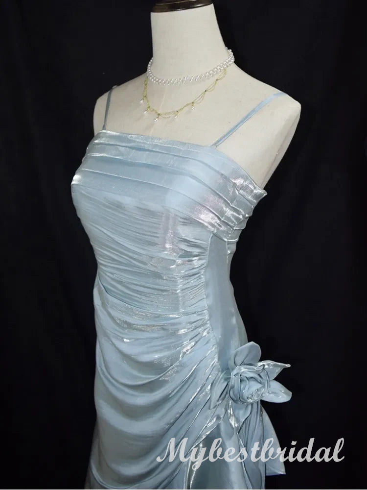 With Ruffles Spaghetti Straps Sleeveless Mermaid Long Prom Dress,PDS11726