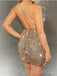 Sexy Deep V-neck Sleeveless Sheath Short Mini Homecoming Dress,  HDS0170