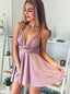 Sexy Deep V-neck Sleeveless A-line Short Mini Homecoming Dress,  HDS0095