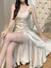 Elegant Square Sleeveless A-line Side slit Long Floor Length Prom Dress,PDS11474