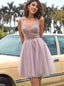 Elegant V-neck Sleeveless A-line Short Mini Homecoming Dress,  HDS0101
