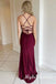 Spaghetti Straps V-neck Sleeveless Side Slit Mermaid  Long Prom Dress,PDS11733