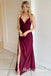 Spaghetti Straps V-neck Sleeveless Side Slit Mermaid  Long Prom Dress,PDS11733