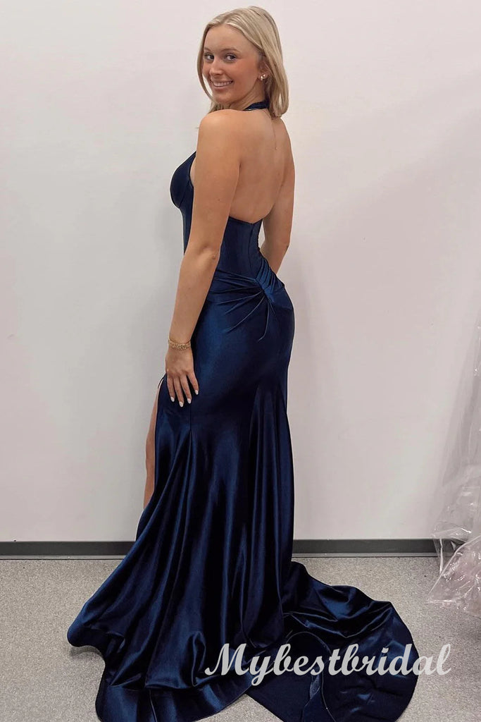 Sexy V-neck Sleeveless Side Slit Mermaid Long Prom Dress,PDS11740